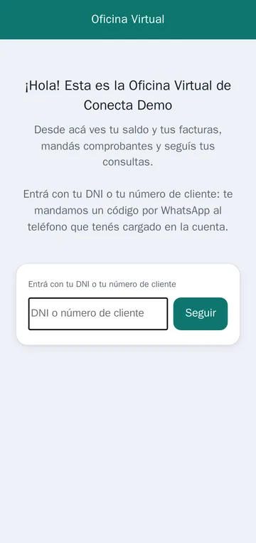 Ingreso a la Oficina Virtual con DNI o número de cliente